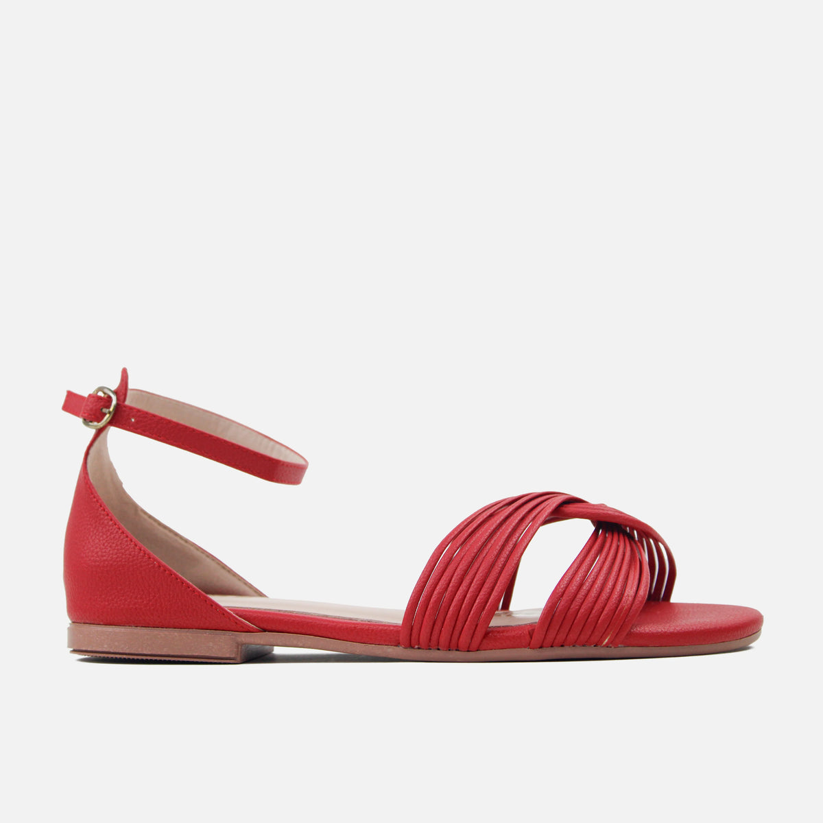 Sandalia plana brisa de sintético para mujer - Rojo