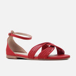 Sandalia plana brisa de sintético para mujer - Rojo