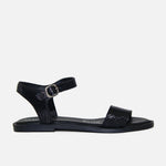 Sandalia plana cloe de cuero para mujer - Negro