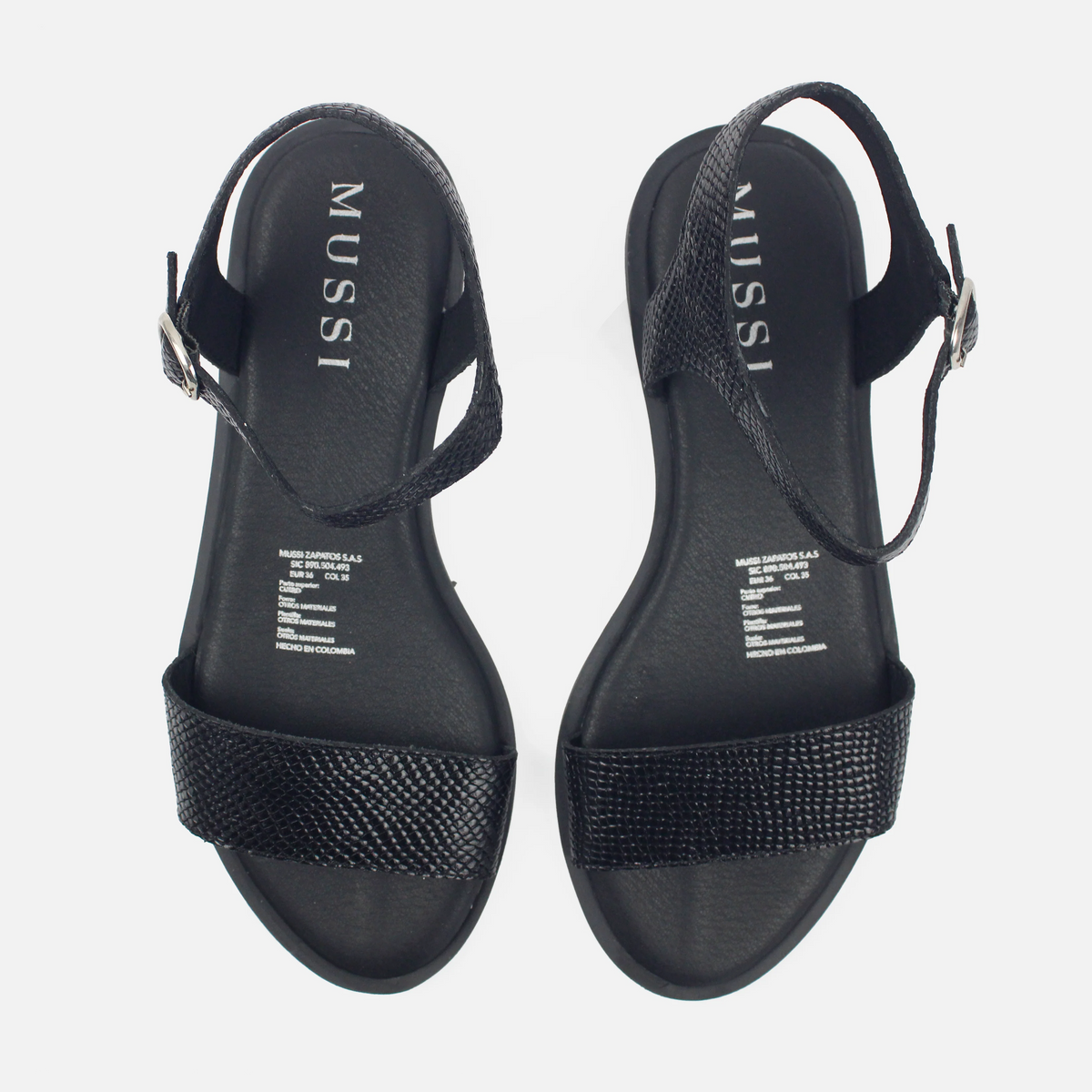 Sandalia plana cloe de cuero para mujer - Negro