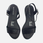 Sandalia plana cloe de cuero para mujer - Negro