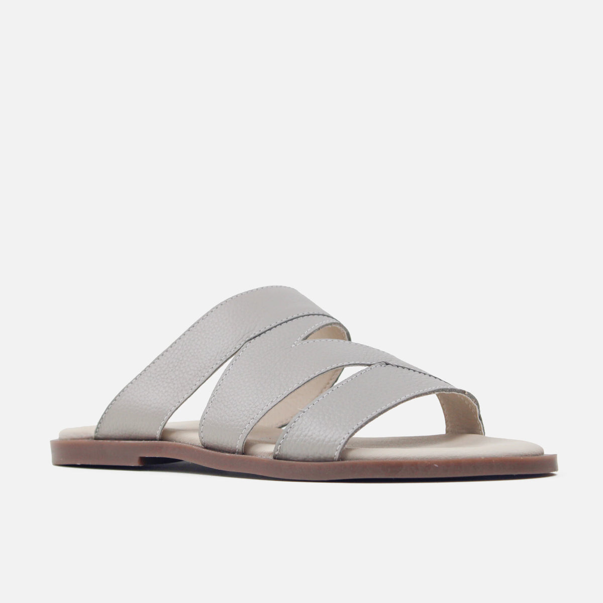 Sandalia plana amira de cuero para mujer - Gris