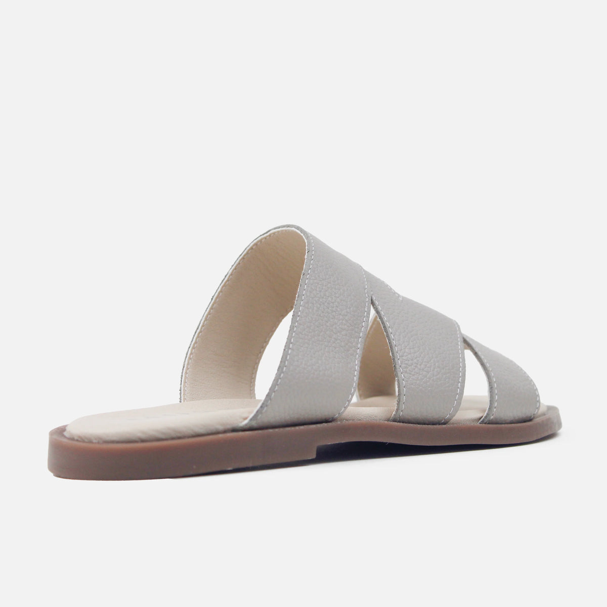 Sandalia plana amira de cuero para mujer - Gris