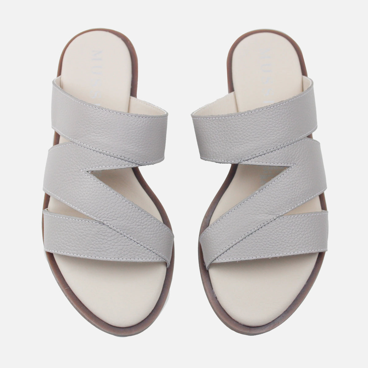 Sandalia plana amira de cuero para mujer - Gris