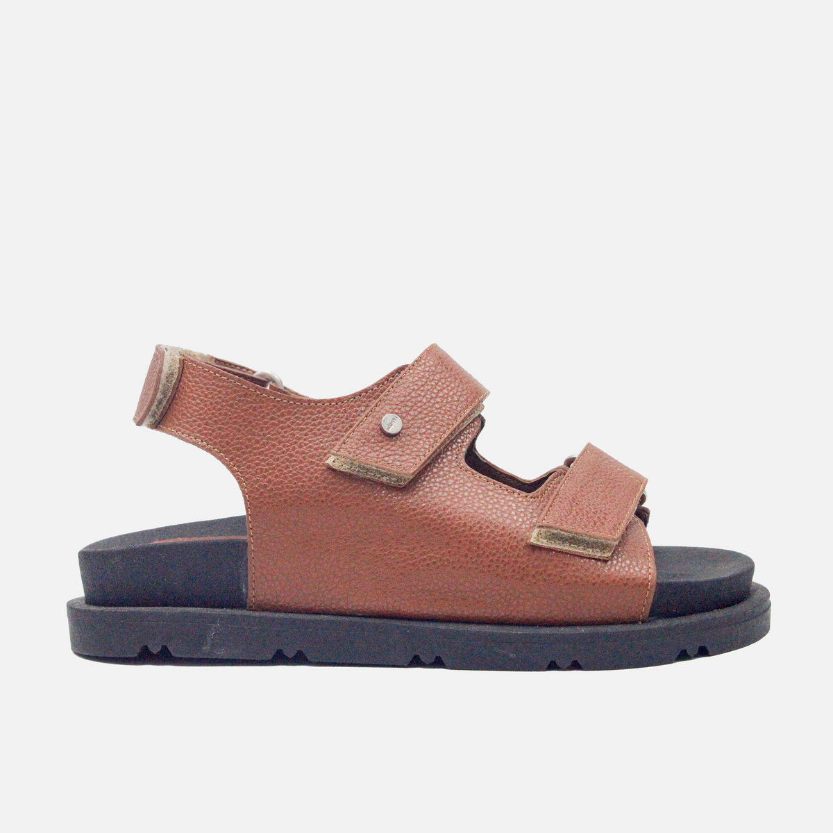 Sandalia plana luna de cuero para mujer - Miel