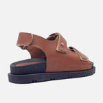 Sandalia plana luna de cuero para mujer - Miel