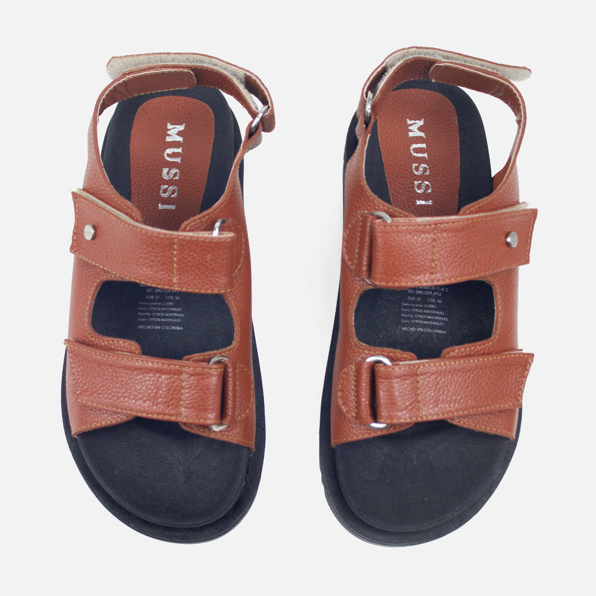 Sandalia plana luna de cuero para mujer - Miel