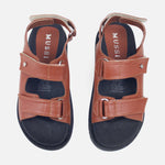 Sandalia plana luna de cuero para mujer - Miel