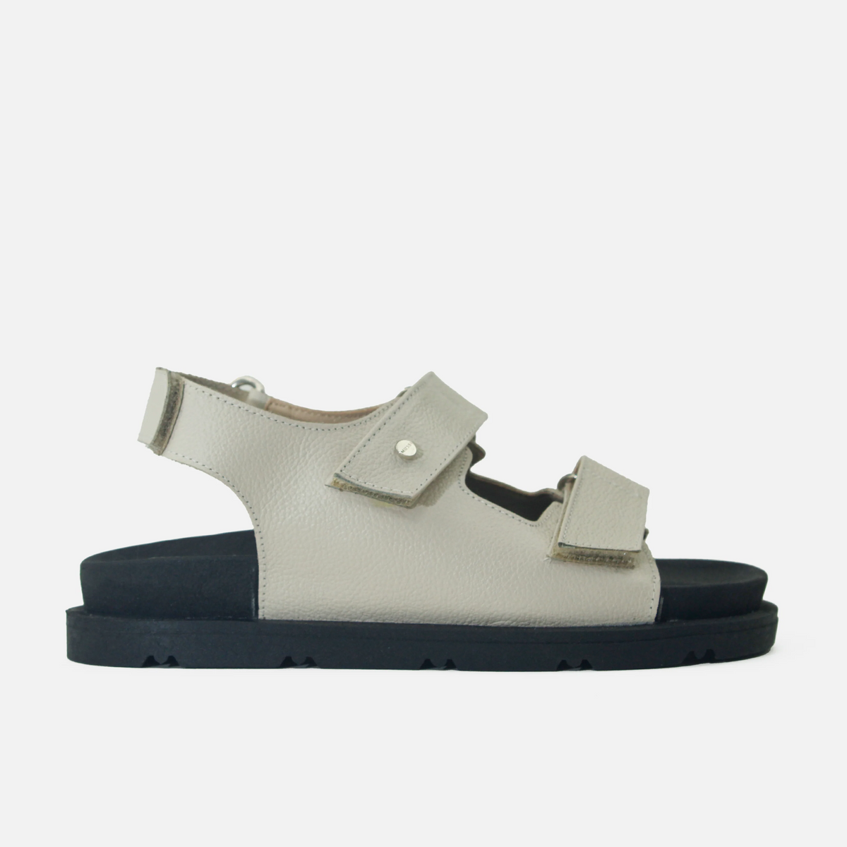 Sandalia plana luna de cuero para mujer - Hueso