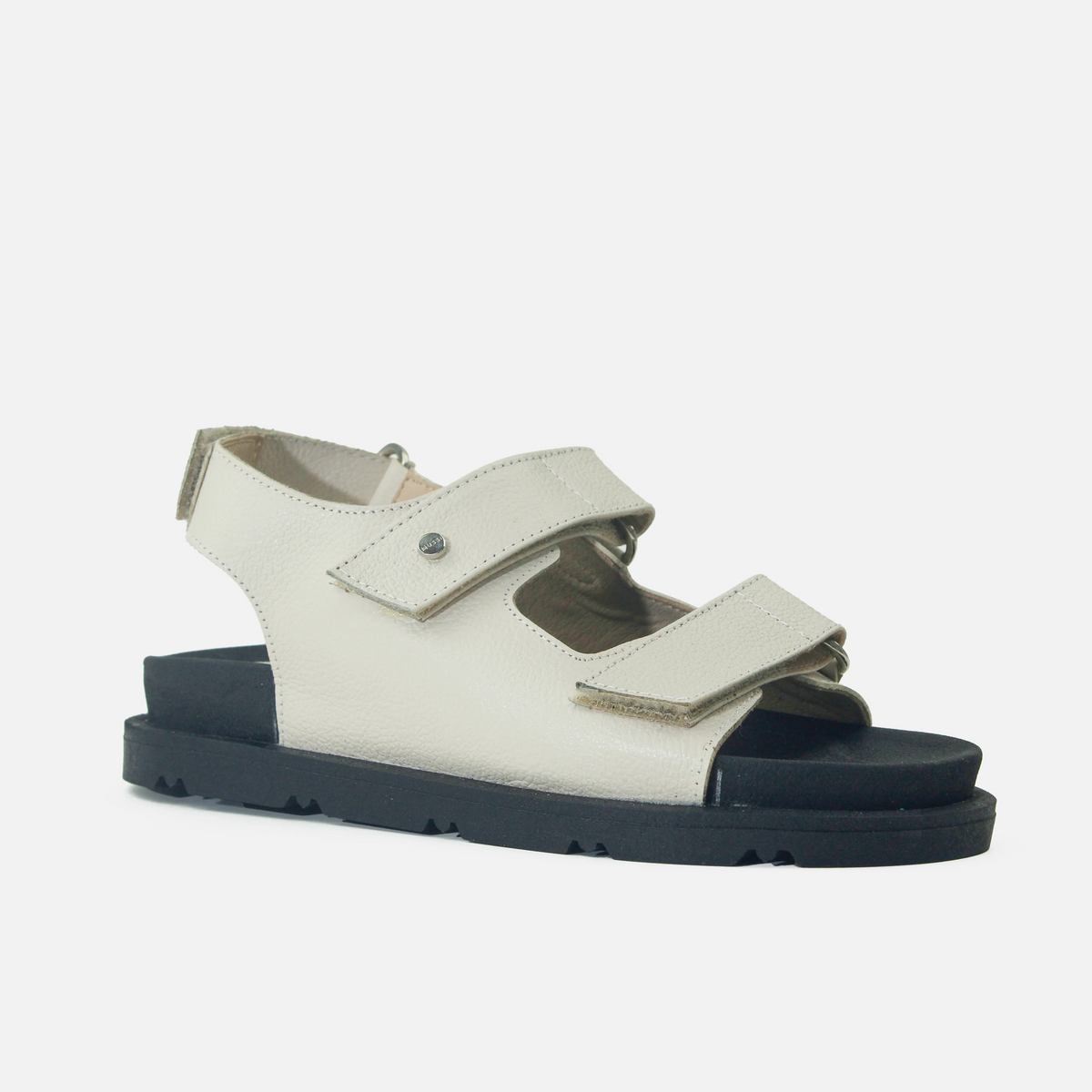 Sandalia plana luna de cuero para mujer - Hueso