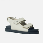 Sandalia plana luna de cuero para mujer - Hueso