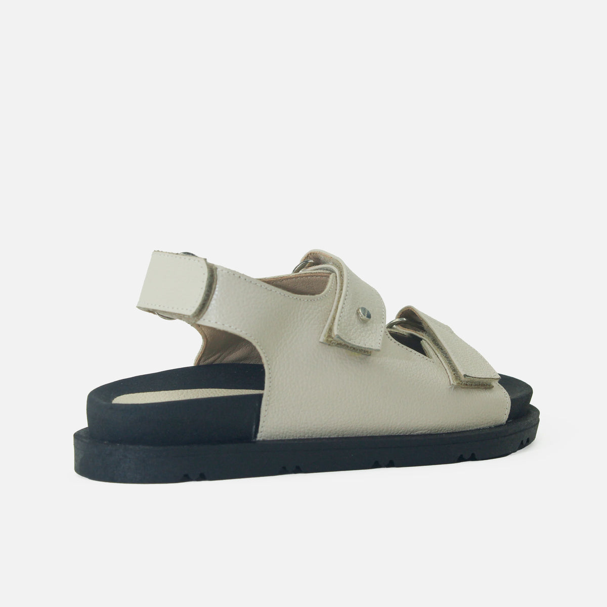 Sandalia plana luna de cuero para mujer - Hueso