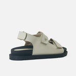 Sandalia plana luna de cuero para mujer - Hueso