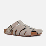 Sandalia plana aeli de cuero para mujer - Nude