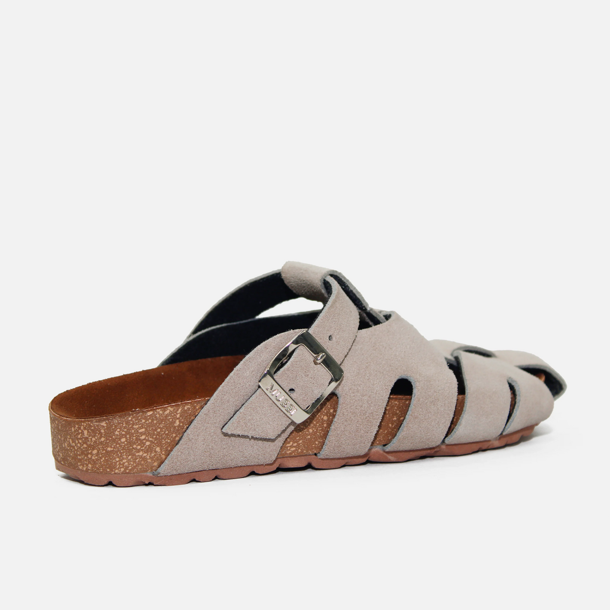 Sandalia plana aeli de cuero para mujer - Nude