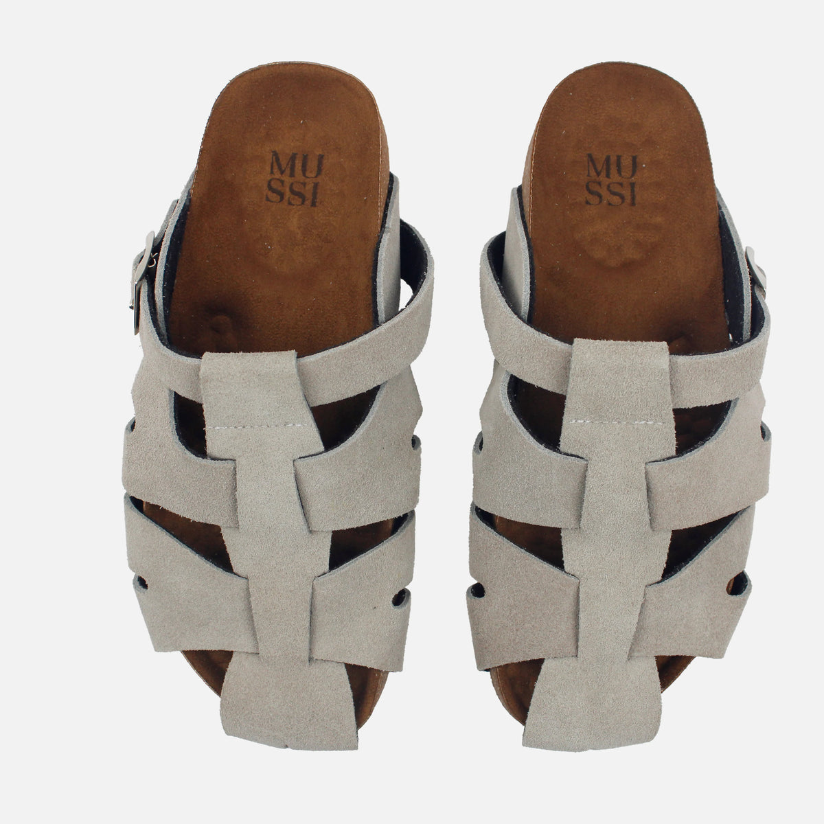 Sandalia plana aeli de cuero para mujer - Nude