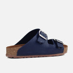 Sandalia plana maia de cuero para mujer - Azul