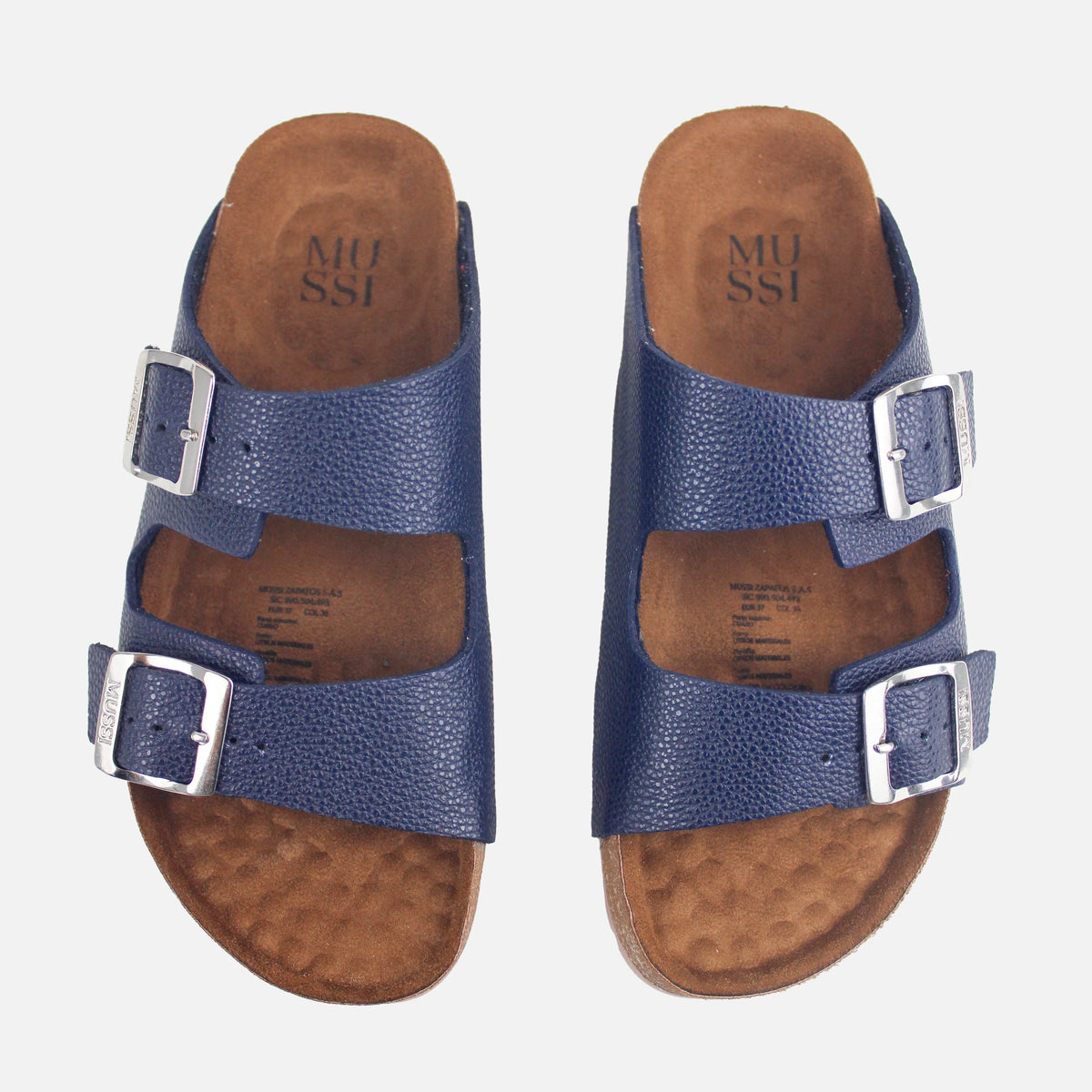 Sandalia plana maia de cuero para mujer - Azul