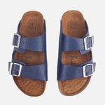 Sandalia plana maia de cuero para mujer - Azul