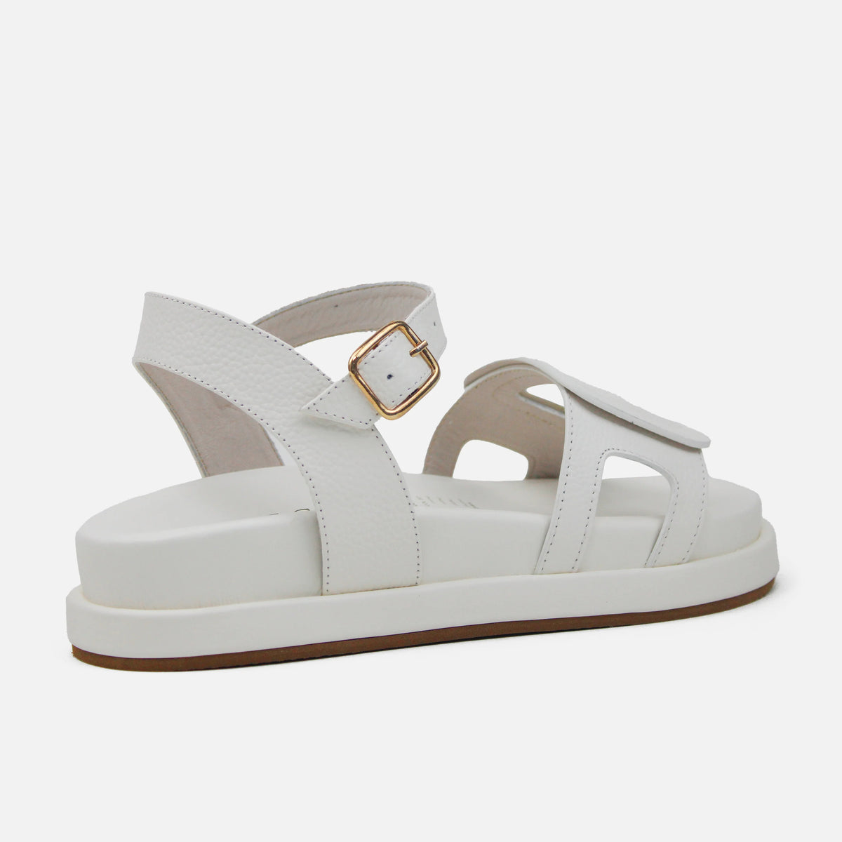 Sandalia chunky belisa de cuero para mujer - Hueso