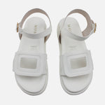 Sandalia chunky belisa de cuero para mujer - Hueso