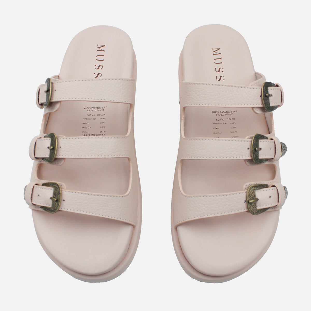 Sandalia flatform cassandra de cuero para mujer - Nude