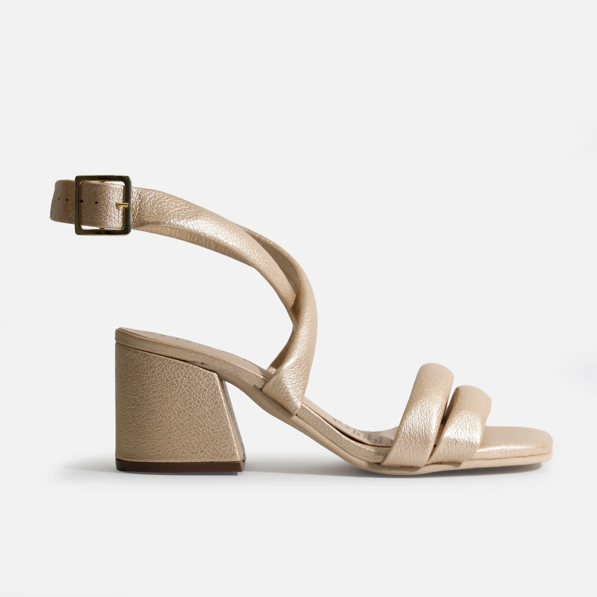 Sandalia tacon alia de cuero para mujer - Oro