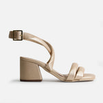 Sandalia tacon alia de cuero para mujer - Oro