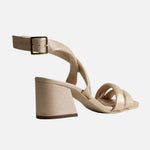 Sandalia tacon alia de cuero para mujer - Oro
