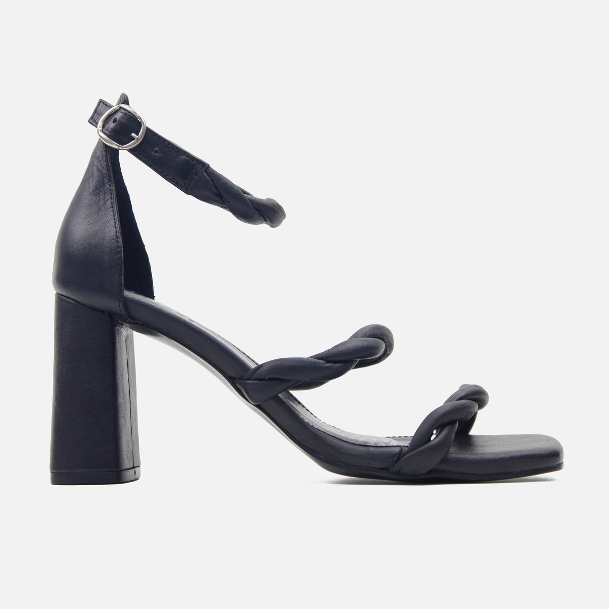 Sandalia tacon aluna de cuero para mujer - Negro