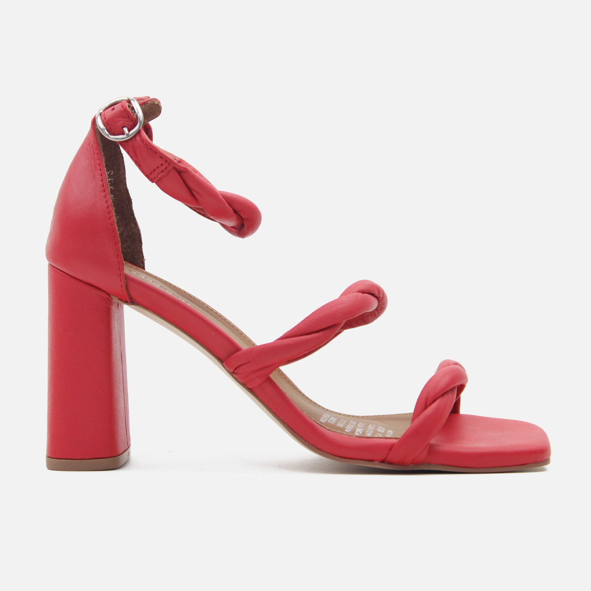 Sandalia tacon aluna de cuero para mujer - Rojo