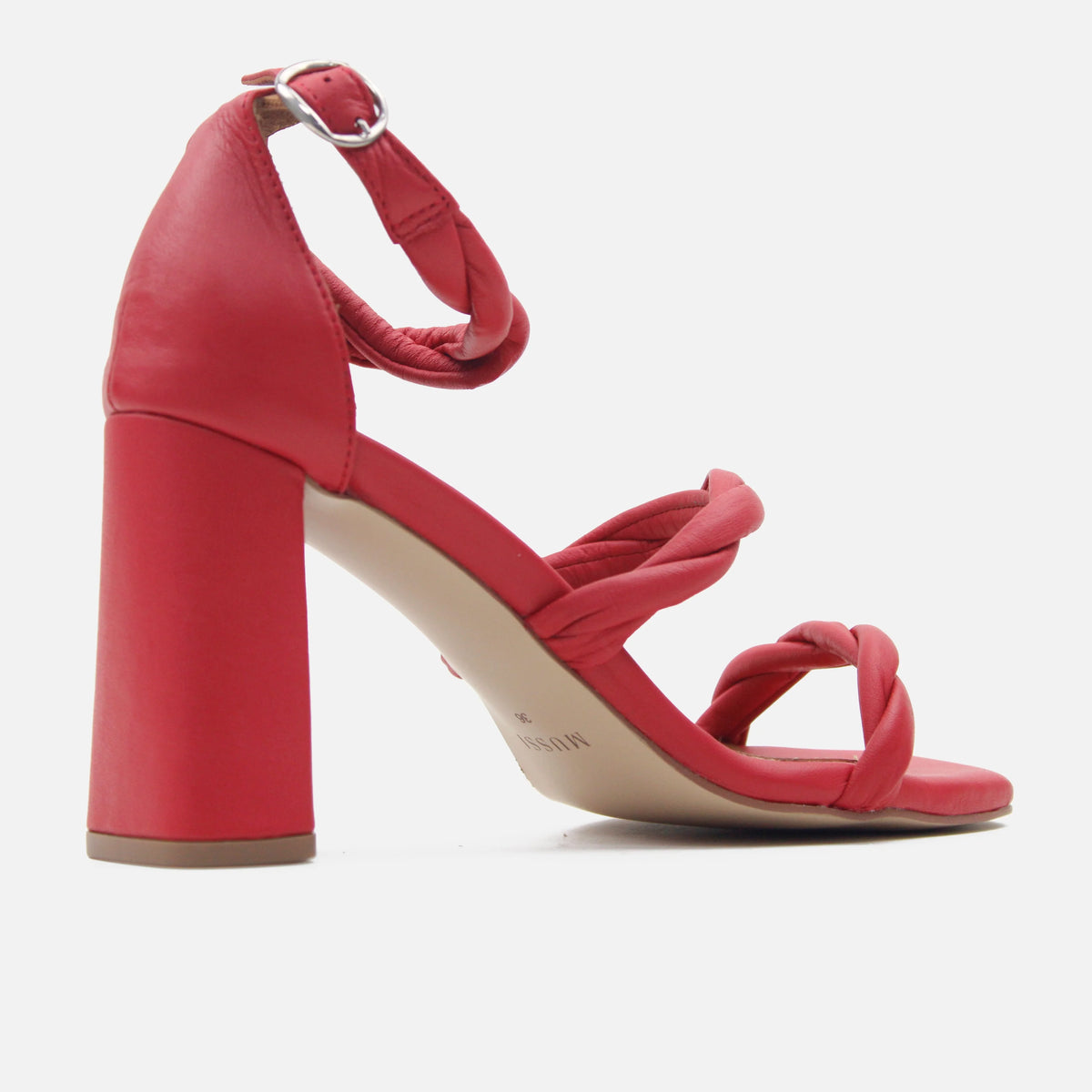 Sandalia tacon aluna de cuero para mujer - Rojo