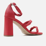 Sandalia tacon aluna de cuero para mujer - Rojo