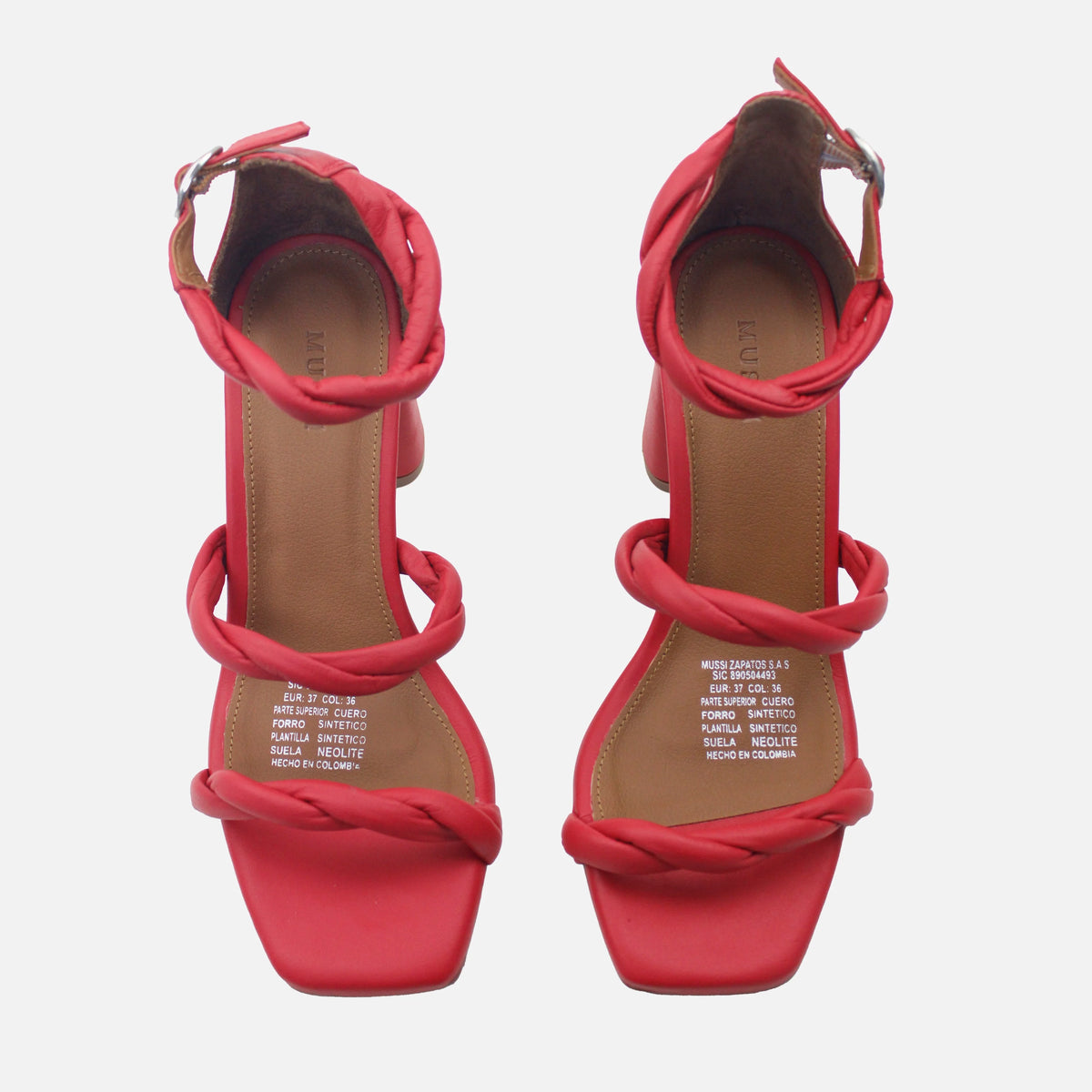 Sandalia tacon aluna de cuero para mujer - Rojo