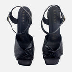 Sandalia tacon sirocco de cuero para mujer - Negro