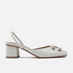 Tacones luna de cuero para mujer - Beige