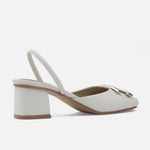 Tacones luna de cuero para mujer - Beige