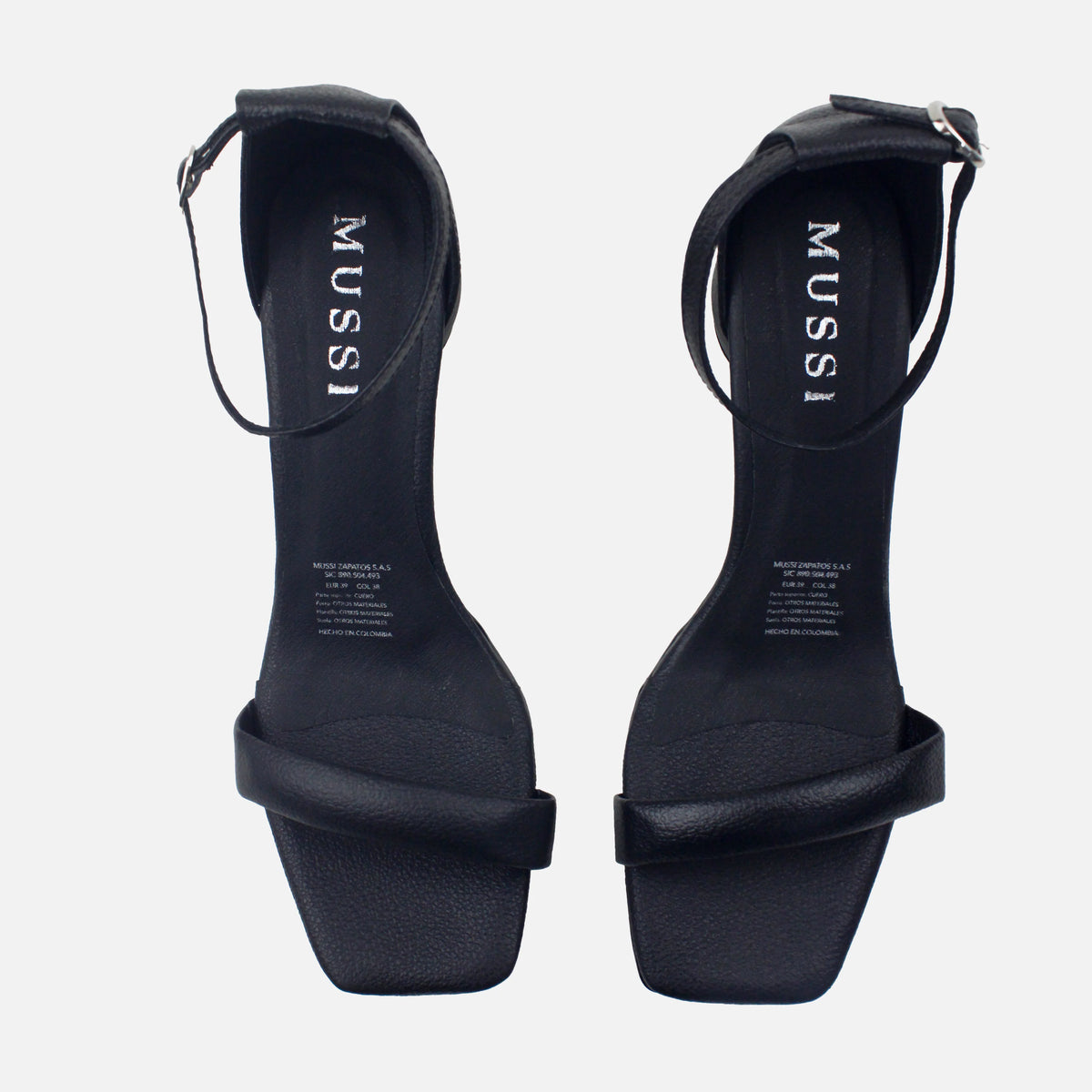 Sandalia tacon ailen de cuero para mujer - Negro