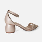 Sandalia tacon ailen de cuero para mujer - Oro