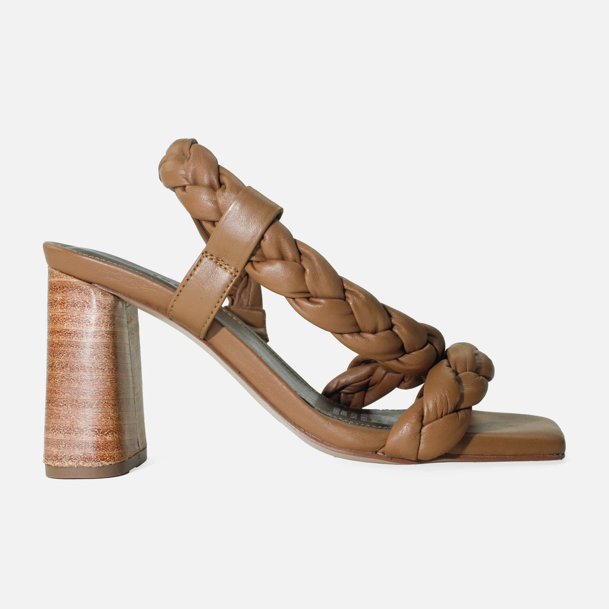 Sandalia tacon solana de cuero para mujer - Miel