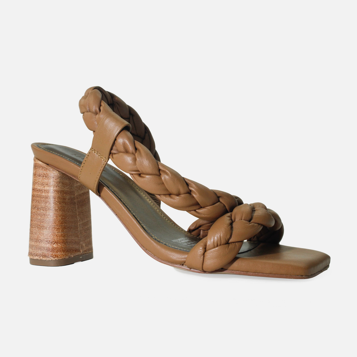 Sandalia tacon solana de cuero para mujer - Miel