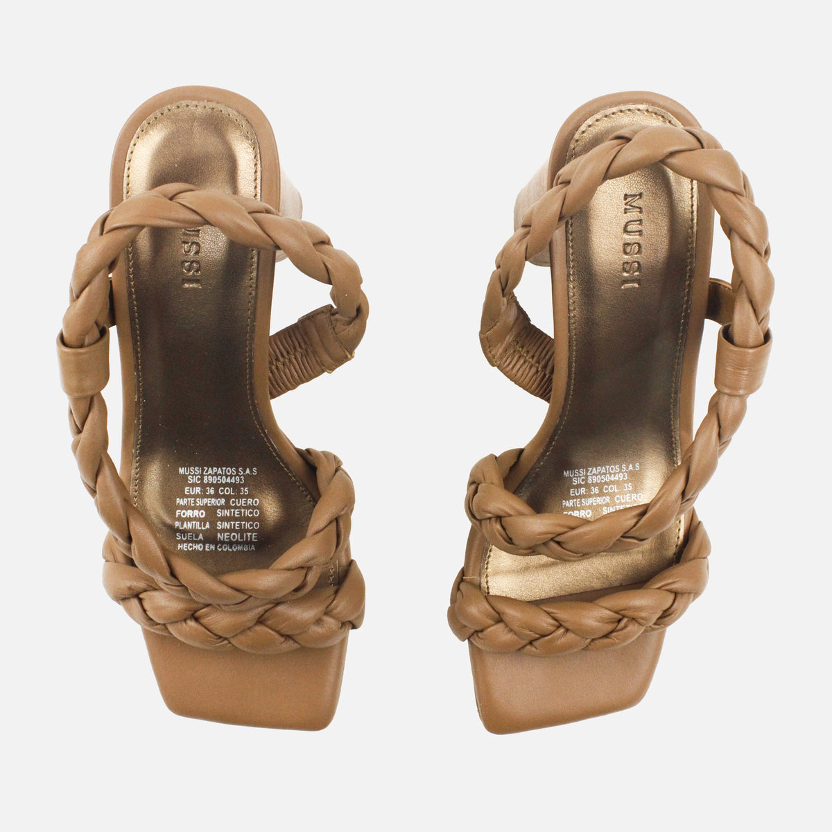 Sandalia tacon solana de cuero para mujer - Miel