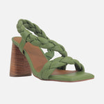 Sandalia tacon solana de cuero para mujer - Verde