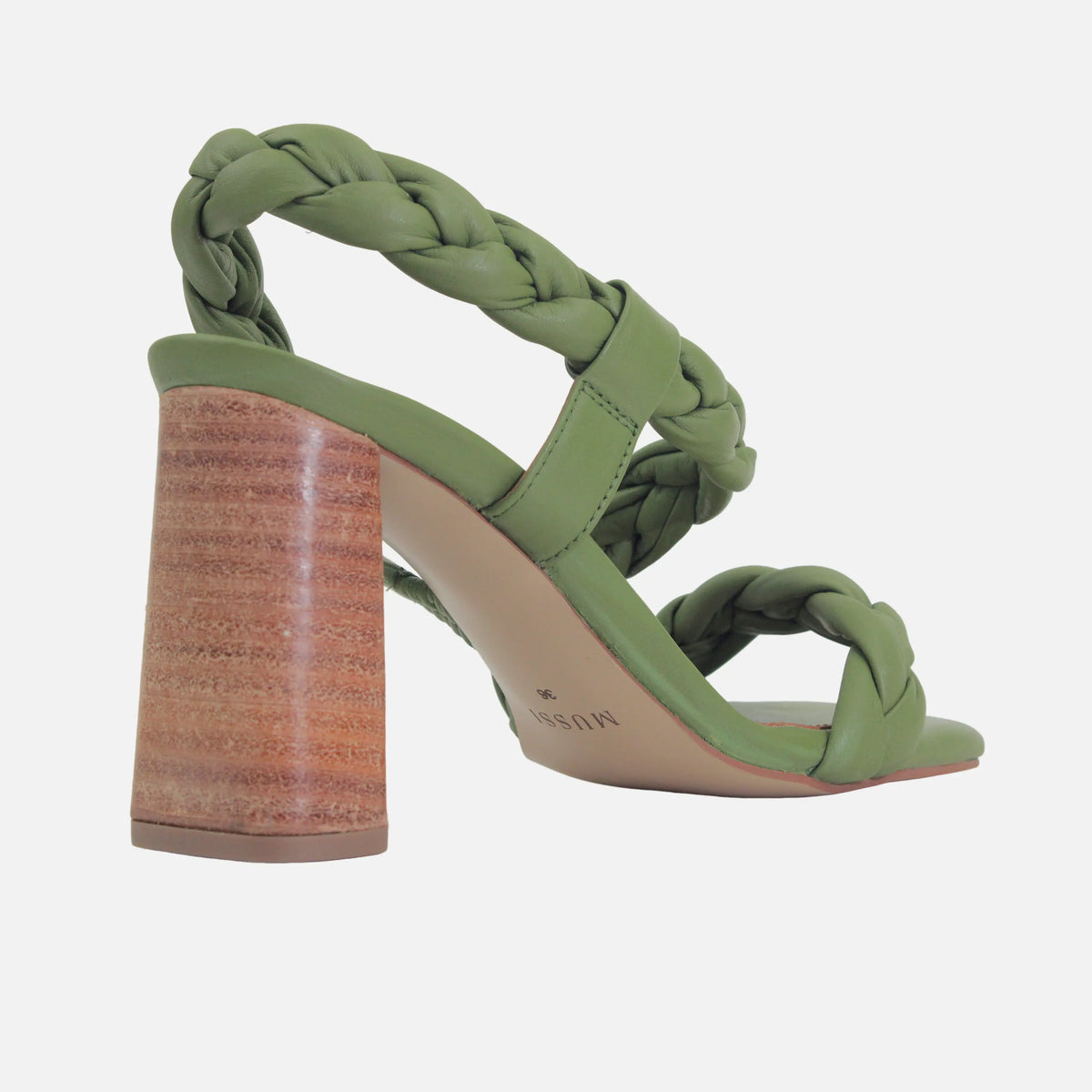 Sandalia tacon solana de cuero para mujer - Verde