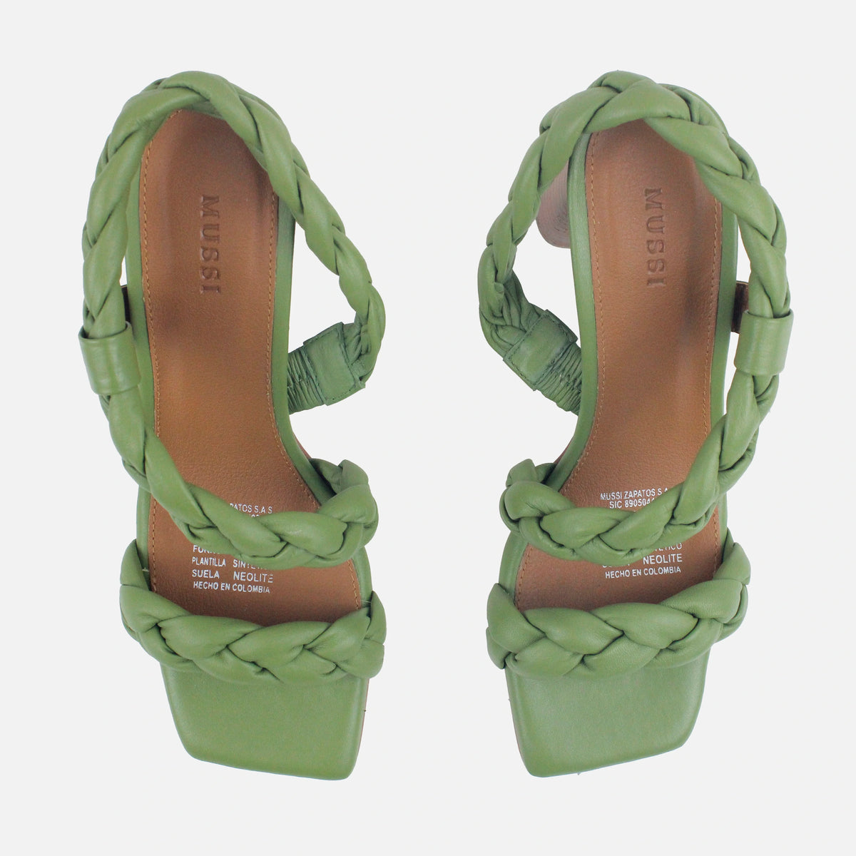 Sandalia tacon solana de cuero para mujer - Verde