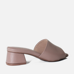 Sandalia tacon amara de cuero para mujer - Taupe
