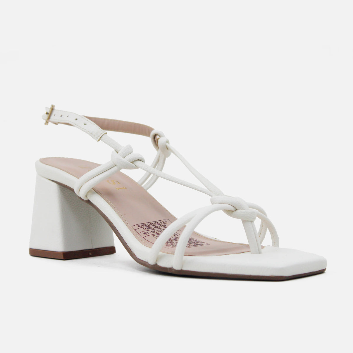 Sandalia tacon coral de sintético para mujer - Hueso