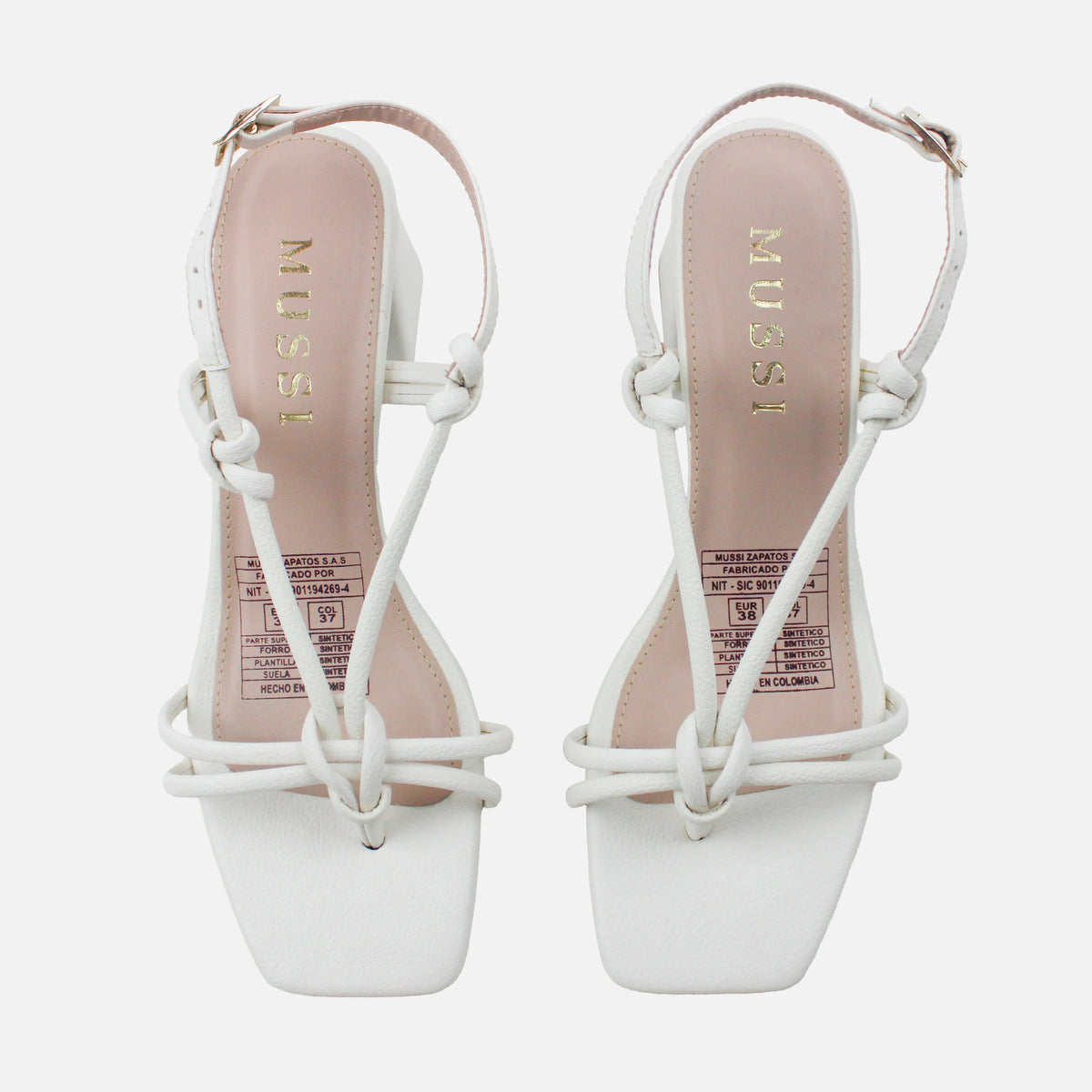 Sandalia tacon coral de sintético para mujer - Hueso