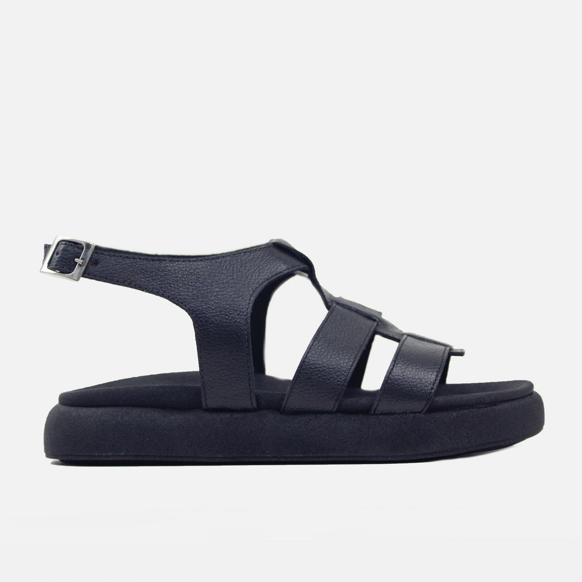 Sandalia flatform ester de cuero para mujer - Negro