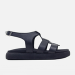 Sandalia flatform ester de cuero para mujer - Negro